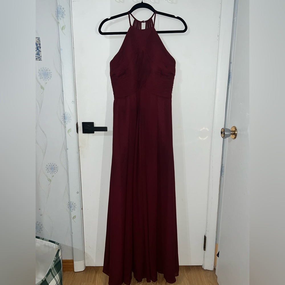 Elegant Burgundy Halter Dress